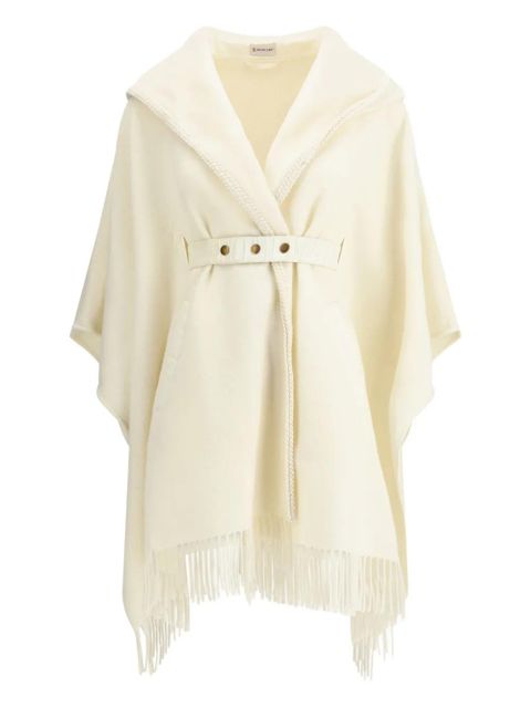 Moncler hooded fringed-hem cape - Neutrals - zdjęcie produktu nr 1