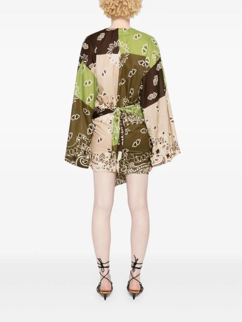 The Attico paisley-print cotton mini dress - Brown