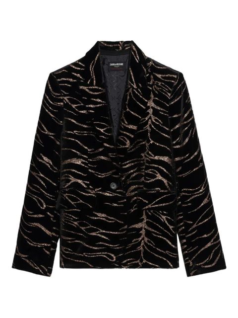 Zadig&Voltaire Vavy tiger-stripe velvet blazer - Black - zdjęcie produktu nr 1