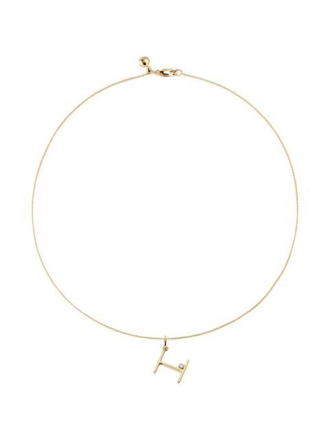 Monica Vinader solitaire diamond initial H pendant - Gold - zdjęcie produktu nr 1
