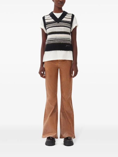 GANNI v-neck sleeveless knitted top - Black