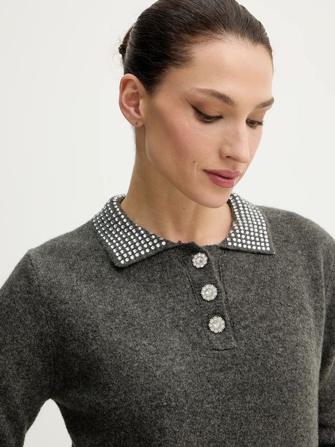 Morgan sweter z domieszką wełny damski kolor szary MSOSI