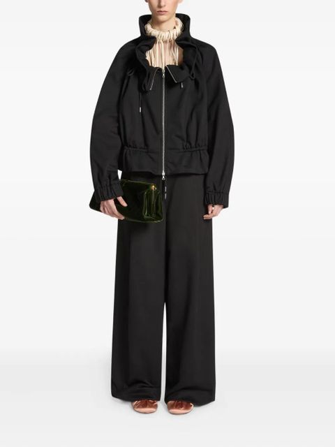 DRIES VAN NOTEN ruffled-neck zip-up jacket - Black - zdjęcie produktu nr 2