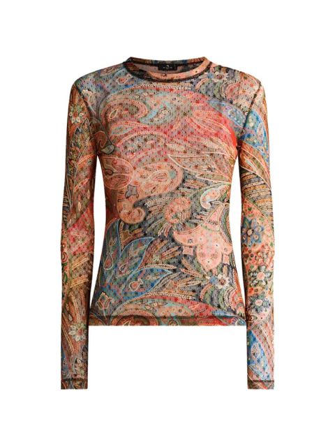 ETRO paisley tulle long-sleeve top - Multicolour - zdjęcie produktu nr 1