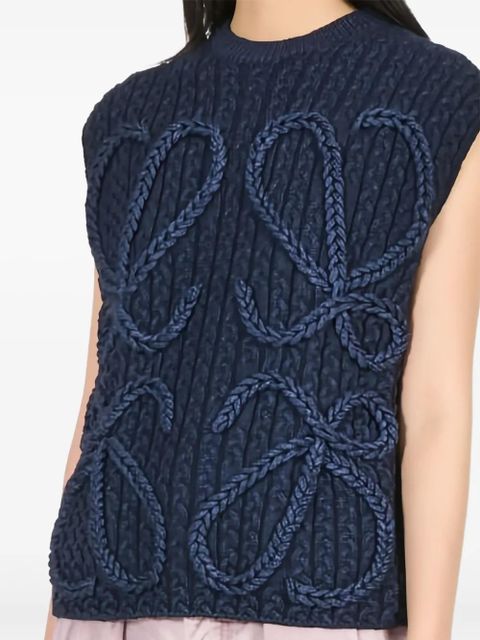 LOEWE cable-knit vest - Blue - zdjęcie produktu nr 2