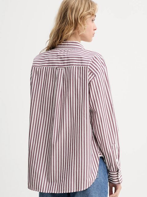 Levi's koszula bawełniana damska kolor brązowy relaxed z kołnierzykiem klasycznym 001HM