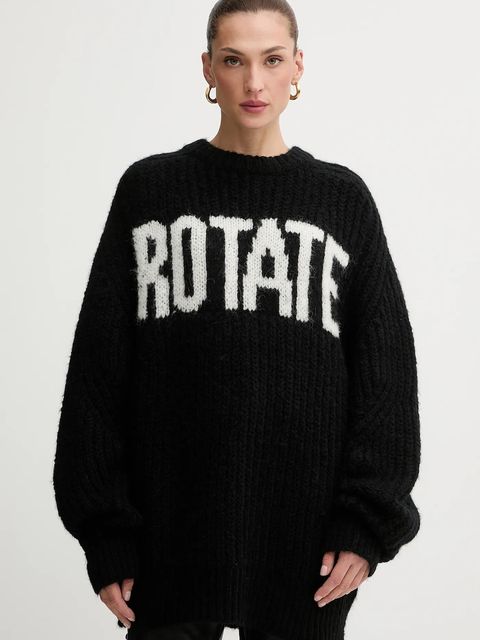 Rotate sweter z dodatkiem wełny damski kolor czarny ciepły 114910100