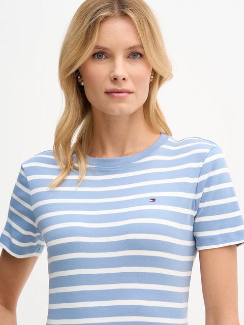 Tommy Hilfiger t-shirt bawełniany damski kolor niebieski WW0WW40587
