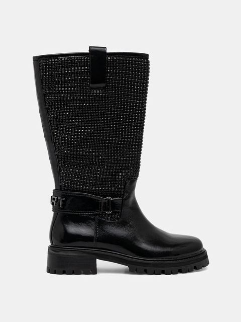 Kurt Geiger London botki Kurt Mid Calf Boot damskie kolor czarny na płaskim obcasie 4992800039