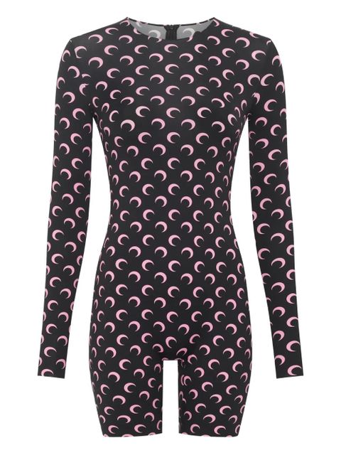 Marine Serre Moon-print jersey playsuit - Black - zdjęcie produktu nr 1