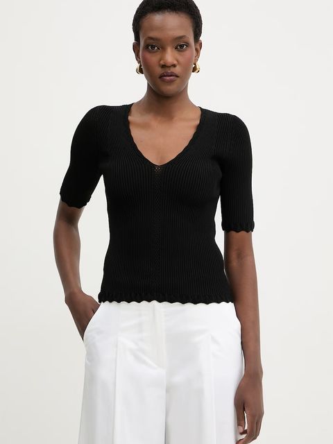 Twinset bluzka z falbanką damska z wiskozy - zdjęcie produktu nr 1