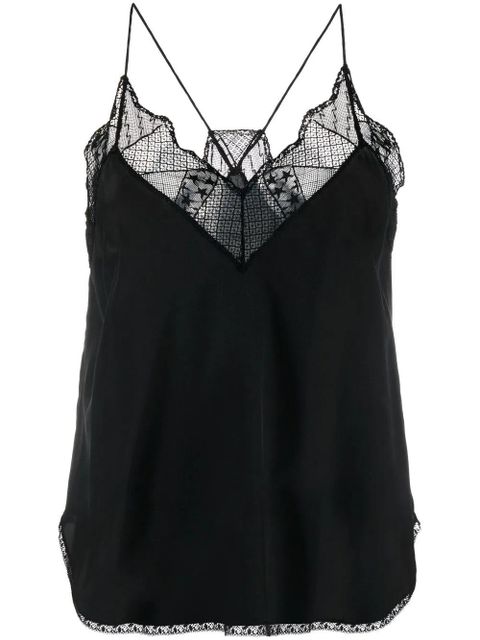Zadig&Voltaire Christy lace-trim silk camisole - Black - zdjęcie produktu nr 1