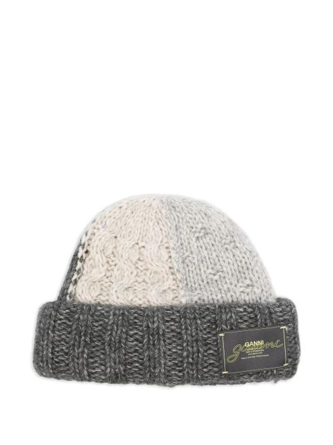 GANNI logo-appliqué beanie - Grey - zdjęcie produktu nr 1