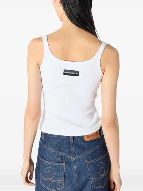 Marine Serre Moon-logo ribbed tank top - White