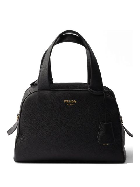 Prada medium leather top-handle zip tote bag - Black - zdjęcie produktu nr 1