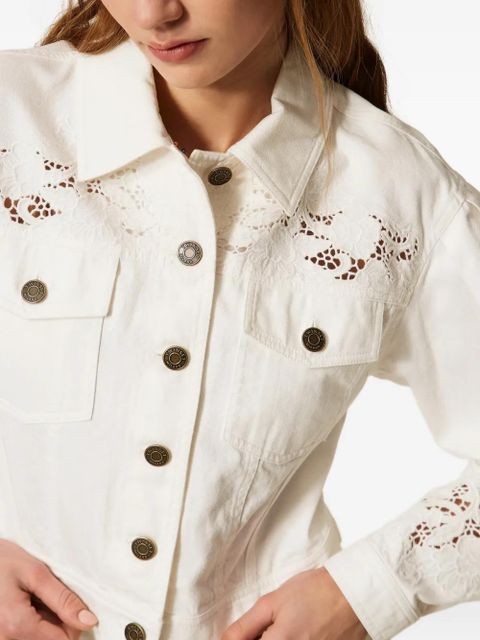 TWINSET lace-detail denim jacket - White