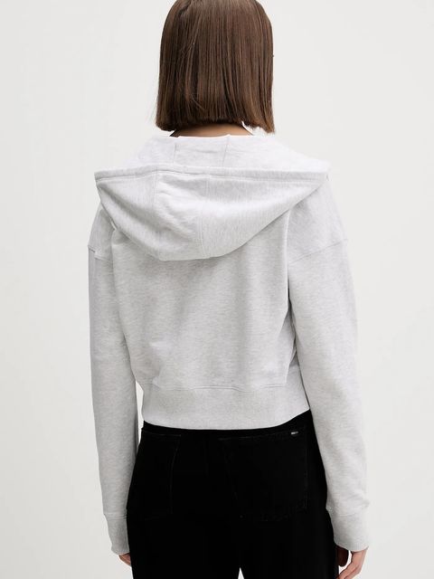 Tommy Jeans bluza bawełniana damska kolor szary z kapturem melanżowa DW0DW21976