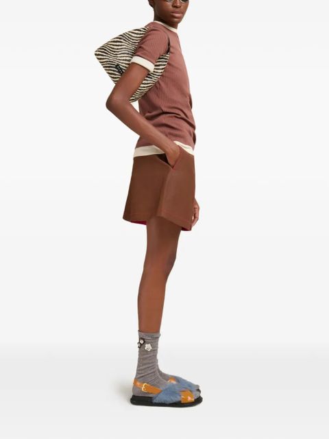 Marni ribbed embroidered logo T-shirt - Brown