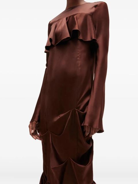 GANNI ruffled maxi dress - Brown - zdjęcie produktu nr 1
