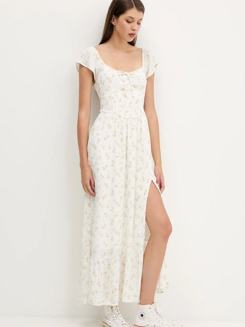 Hollister Co. sukienka kolor biały maxi rozkloszowana KI359-5298 - zdjęcie produktu nr 2