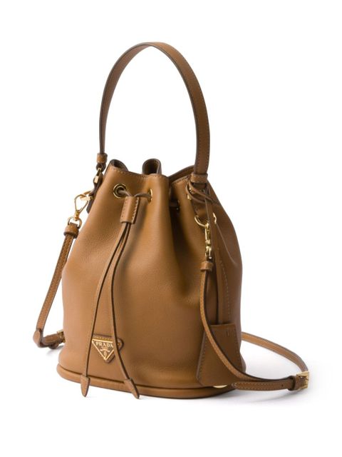 Prada mini leather bucket bag - Brown