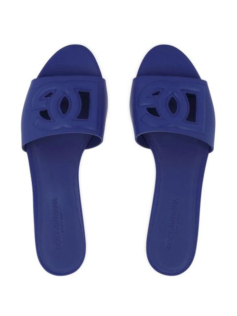 Dolce & Gabbana DG Logo leather slides - Blue