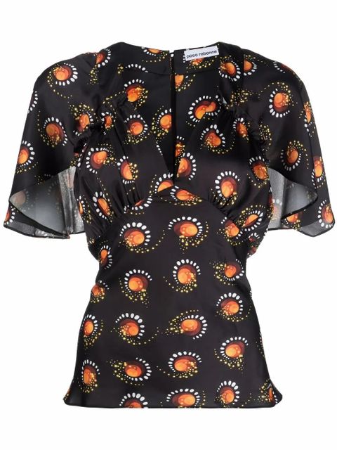 Rabanne motif-print V-neck top - Black - zdjęcie produktu nr 1