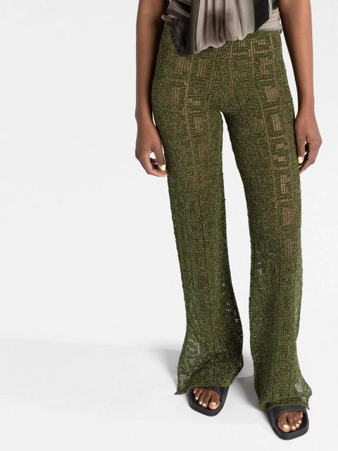GCDS logo-print high waist trousers - Green