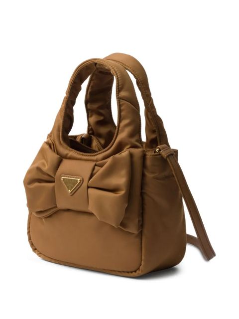Prada Re-Nylon bow-detail mini bag - Brown