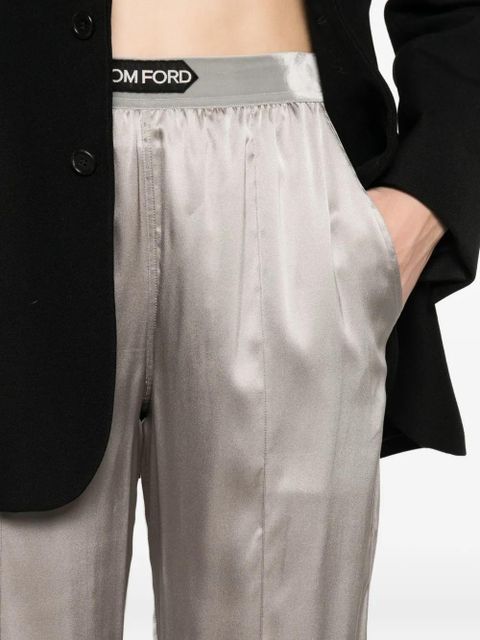 TOM FORD logo-patch trousers - Grey