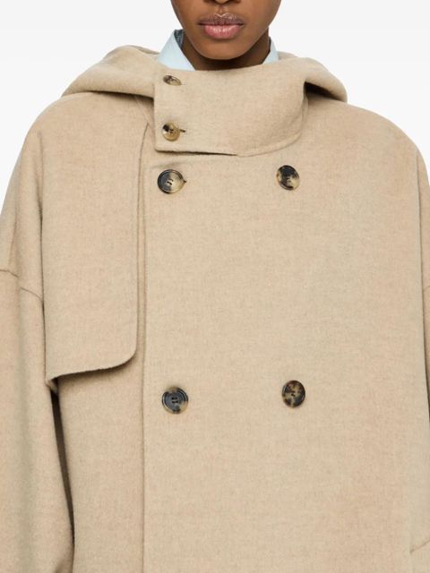 JW Anderson hooded double-breasted coat - Neutrals