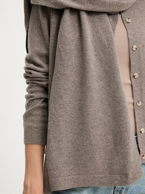 Answear.LAB kardigan z wełny merino z szalem damski kolor brązowy lekki