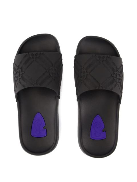 Burberry embossed Check Dive Slides - Black