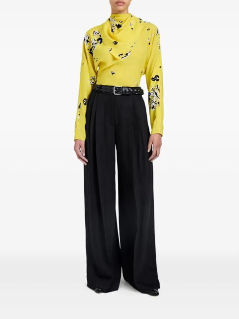 Proenza Schouler floral-print draped-neck blouse - Yellow - zdjęcie produktu nr 2