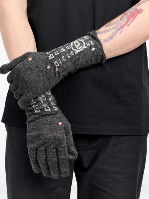 MM6 Maison Margiela numbers-motif gloves - Grey - zdjęcie produktu nr 2