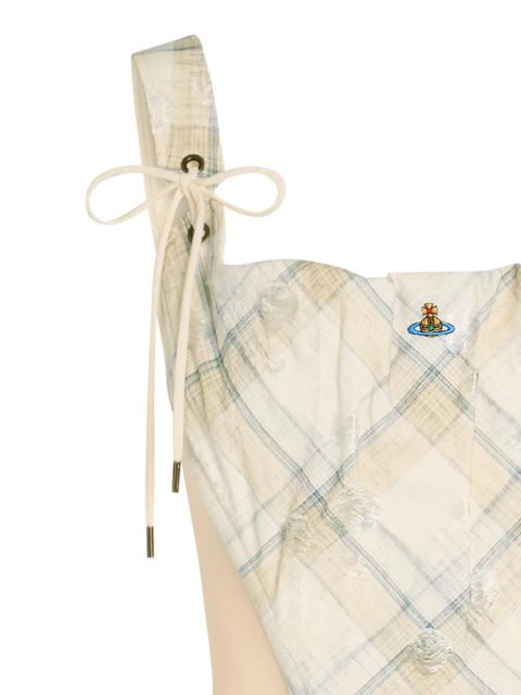 Vivienne Westwood Puppy plaid logo-detail top - Neutrals - zdjęcie produktu nr 2