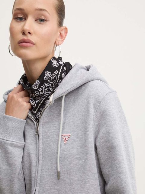 Guess Jeans bluza damska kolor szary z kapturem gładka W4YQ03 KC811 - zdjęcie produktu nr 2
