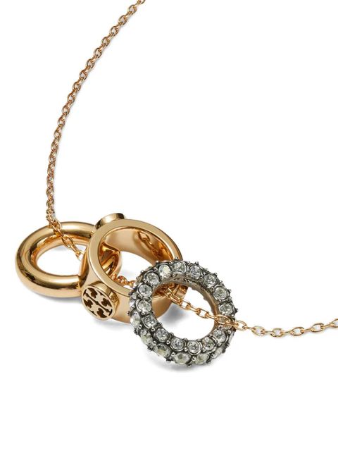 Tory Burch crystal-embellished logo-detail necklace and earrings set - Gold