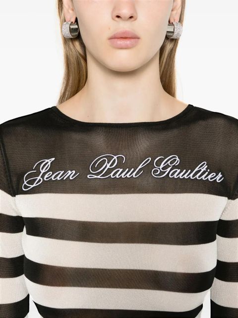 Jean Paul Gaultier logo-embroidered striped jumper - Black