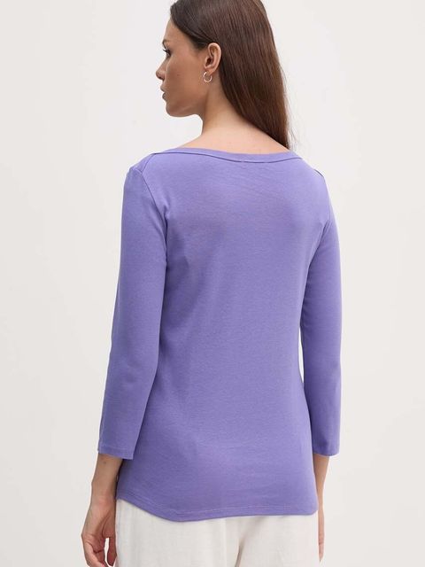 United Colors of Benetton longsleeve bawełniany kolor fioletowy