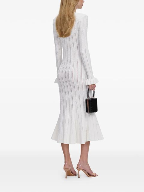 Self-Portrait pointelle-knit midi dress - White