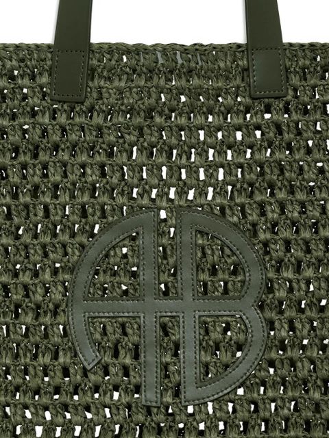 ANINE BING Rio logo appliqué tote bag - Green