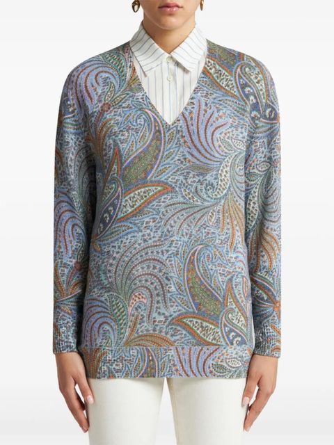 ETRO foliage print jumper - Blue