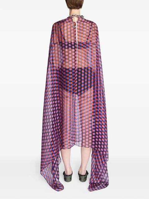DRIES VAN NOTEN polka-dot cape dress - Purple