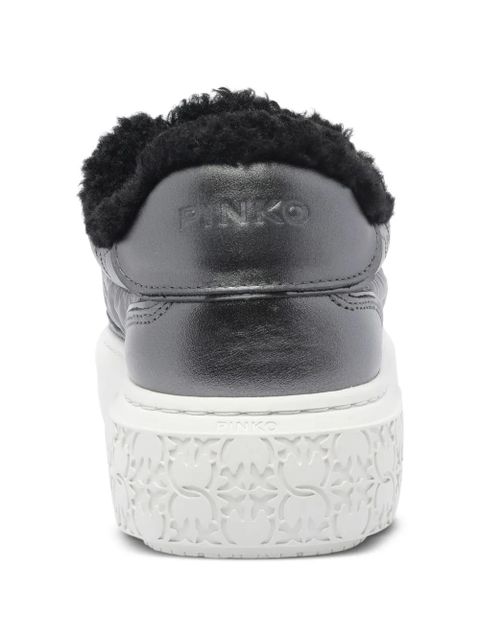 PINKO metallic fur-lined sneakers - Grey