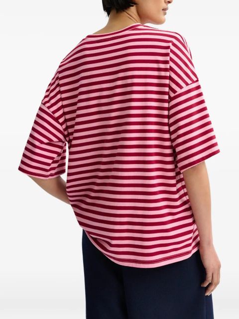 Essentiel Antwerp striped rhinestone-embellishment T-shirt - Red