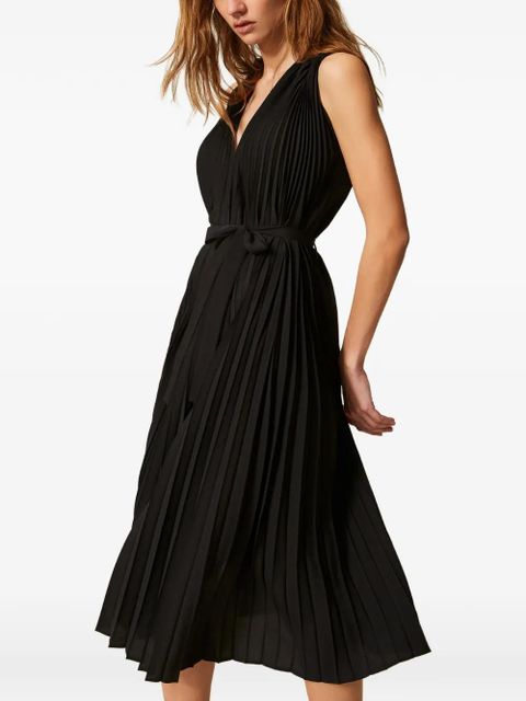 TWINSET pleated V-neck midi dress - Black
