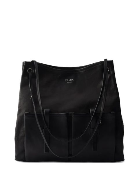 Prada large Route leather tote bag - Black - zdjęcie produktu nr 1