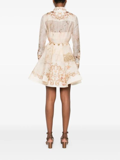 ZIMMERMANN floral-print belted mini dress - Neutrals