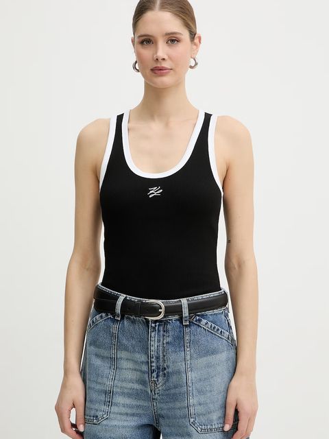 Karl Lagerfeld top damski bawełniany z elastanem - zdjęcie produktu nr 2
